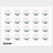 Sticker Rond Mariage botanique jaune bleu Dusty Favoriser (Feuille)