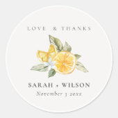 Sticker Rond Mariage botanique minimal Citrus Lemon (Devant)