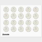Sticker Rond Mariage botanique moderne monogramme (Feuille)