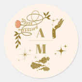 Sticker Rond Mariage botanique mystique vintage (Devant)
