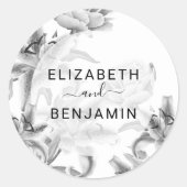 Sticker Rond Mariage botanique noir et blanc (Devant)