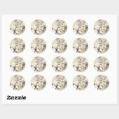 Sticker Rond mariage botanique papillon (Feuille)