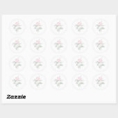Sticker Rond Mariage Botanique Rose Française Chic Romantique (Feuille)