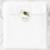 Sticker Rond Mariage botanique vert émeraude beige or (Sac)