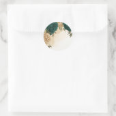 Sticker Rond Mariage botanique vert émeraude beige or (Sac)