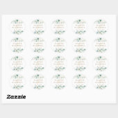 Sticker Rond Mariage botanique vert et or (Feuille)