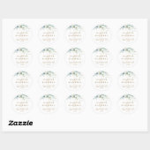 Sticker Rond Mariage botanique vert et or Adresse de retour (Feuille)