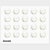 Sticker Rond Mariage botanique vert Foliage Wreath Aquarelle (Feuille)