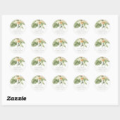 Sticker Rond Mariage botanique vert orange tropical (Feuille)