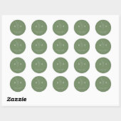 Sticker Rond Mariage botanique vert simple minimal Monogramme (Feuille)