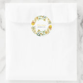Sticker Rond Mariage botanique vintage jaune Aquarelle (Sac)