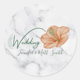 Sticker Rond Mariage botanique Vintage simple