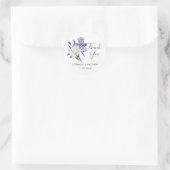 Sticker Rond Mariage botanique violet Iris White Daisy Merci (Sac)