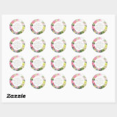 Sticker Rond Mariage Bougainville Tropical Vert Rose (Feuille)