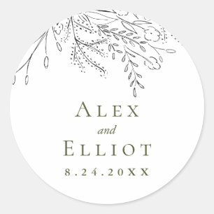 Sticker Rond Mariage Bouquet débordant