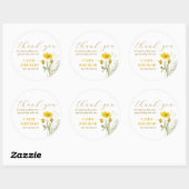 Sticker Rond Mariage Bouquet Fleur sauvage jaune Fleurs de prai (Feuille)