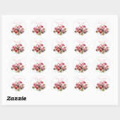 Sticker Rond Mariage Bouquet Rose Aquarelle (Feuille)