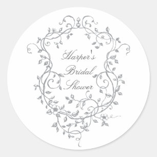 Sticker Rond Mariage bourgeois français victorien gris classe