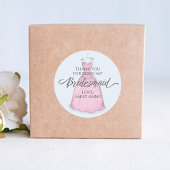 Sticker Rond Mariage Bridesmaid Merci rose