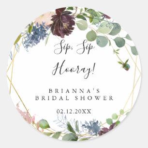 Sticker Rond Mariage Burgundy Gold Sip Sip Hooray
