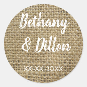 Sticker Rond Mariage Burlap