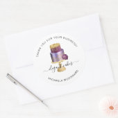 Sticker Rond Mariage Cake Purple Bakery Merci (Enveloppe)