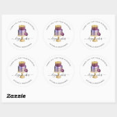 Sticker Rond Mariage Cake Purple Bakery Merci (Feuille)