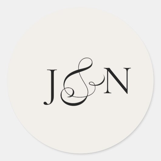 Sticker Rond Mariage Calligraphie Ivoire Noir Classique (Devant)