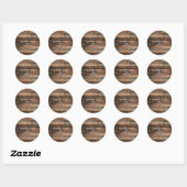 Sticker Rond Mariage campagnard à grange Brown en bois Patiné r (Feuille)