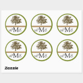 Sticker Rond Mariage campagnard en chêne (Feuille)