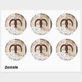 Sticker Rond Mariage campagnard en dentelle de bois rustique (Feuille)