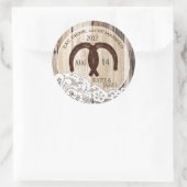Sticker Rond Mariage campagnard en dentelle de bois rustique (Sac)