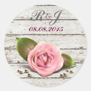 Sticker Rond mariage campagnard français rose rose blanc