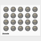 Sticker Rond Mariage campagnard Gold Rustic Horseshoes (Feuille)