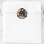 Sticker Rond Mariage campagnard rustique Patiné en bois noir (Sac)