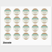 Sticker Rond mariage campagnard turquoise Rustique et dentelle (Feuille)