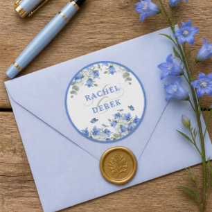 Sticker Rond Mariage Campanule Bleue