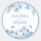 Sticker Rond Mariage Campanule Bleue (Devant)