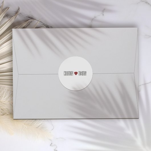 Sticker Rond Mariage cardiaque minimaliste