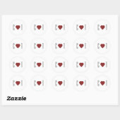 Sticker Rond Mariage cardiaque minimaliste (Feuille)