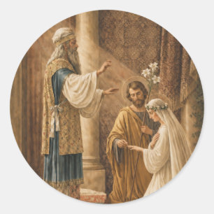 Sticker Rond Mariage catholique de Marie & Joseph dans le Templ