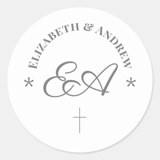 Sticker Rond Mariage catholique monogramme (Devant)