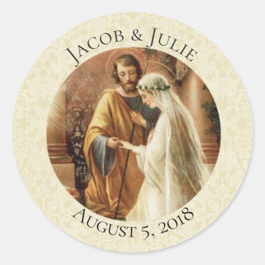 Sticker Rond Mariage catholique traditionnel de chambre de mari (Devant)
