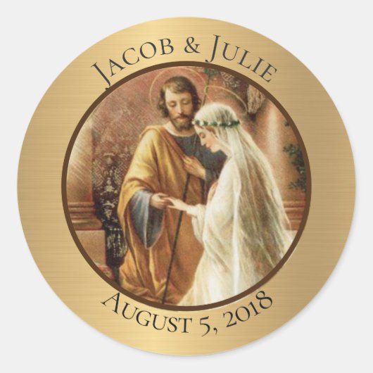 Sticker Rond Mariage catholique traditionnel de chambre de mari (Devant)