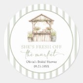 Sticker Rond Mariage Célébré avec Fraîcheur du Marché (Devant)