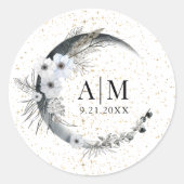 Sticker Rond Mariage Céleste Lune Étoiles (Devant)