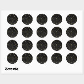 Sticker Rond Mariage Céleste Lune Étoiles Noir & Or (Feuille)