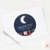 Sticker Rond Mariage céleste Merci Lune étoiles Floral (Enveloppe)