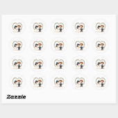 Sticker Rond Mariage céleste romantique - Kawaii Bride et Groo (Feuille)