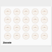 Sticker Rond Mariage céleste tiré à la main lunaire et solaire (Feuille)